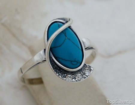 BOWI - srebrny pierścionek z turkusem