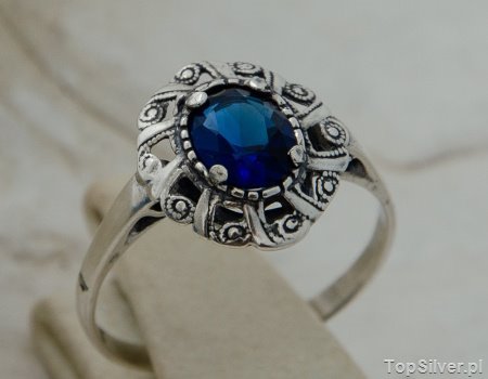 JOANET - srebrny pierścionek z szafirem