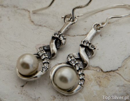ALVARO - srebrne kolczyki perła i kryształy