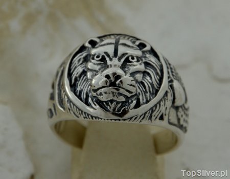 KRÓL LEW - srebrny sygnet pierścień