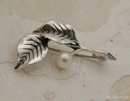 ALBA - srebrna broszka z perłą