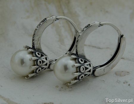 LIZBONA - srebrne kolczyki z perłami i kryształkam