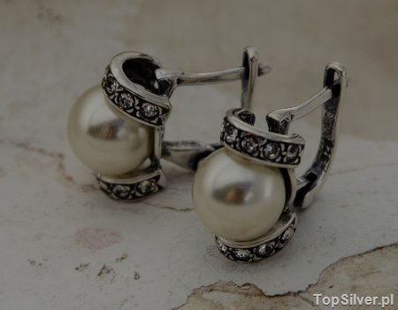 CANNES - srebrne kolczyki perła i kryształy