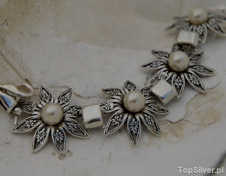 MADONA - srebrna bransoletka z perłami