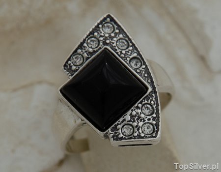 ENKLAWA - srebrny pierścionek z onyksem