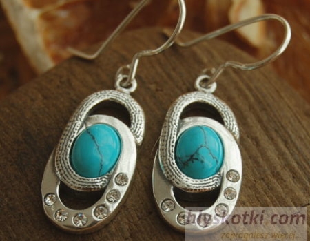 SARDYNIA - srebrne kolczyki z turkusem i kryształkami