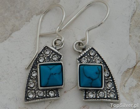 AVENIDA - srebrne kolczyki z turkusem i kryształkami
