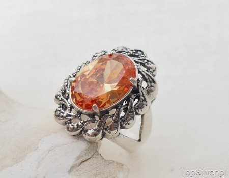 CASTELLON - srebrny pierścień z topazem