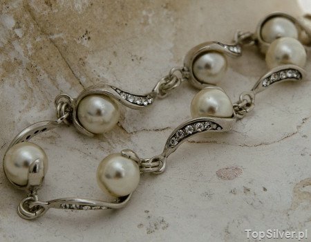 MAESTRO - srebrna bransoleta perły i kryształy