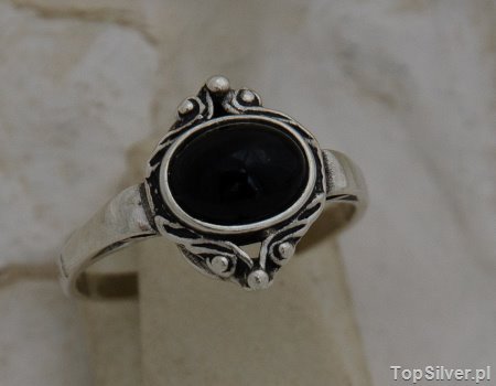 GREVI - srebrny pierścionek z onyksem