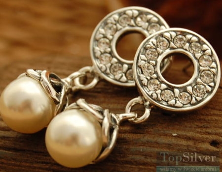 MADERA - srebrne kolczyki perła i kryształy
