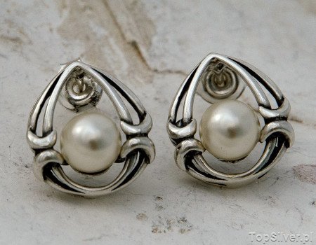 SAGRES - srebrne kolczyki z perłą