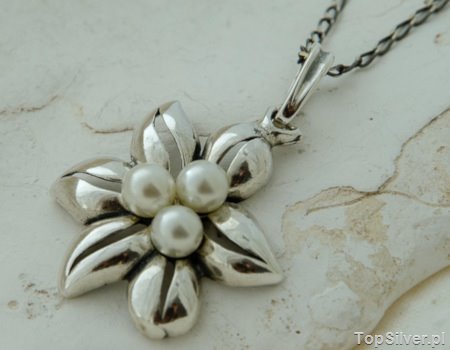 MISTERIA - srebrny wisiorek z perłami