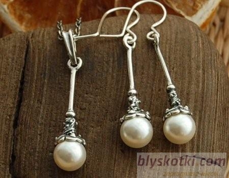 LUPO - srebrny komplet z perłami