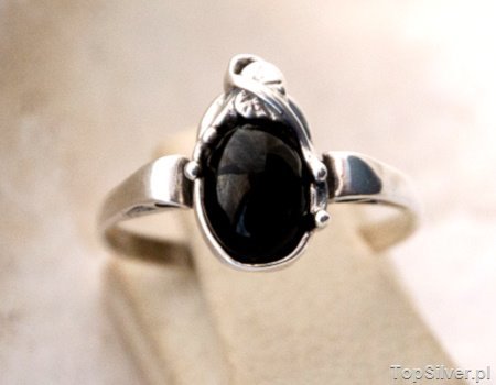 MOKATE - srebrny pierścionek z onyksem