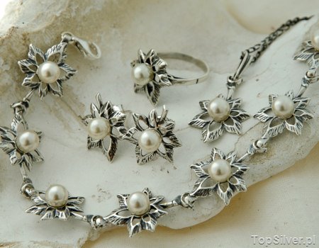 LIVIA - srebrny komplet z perłami