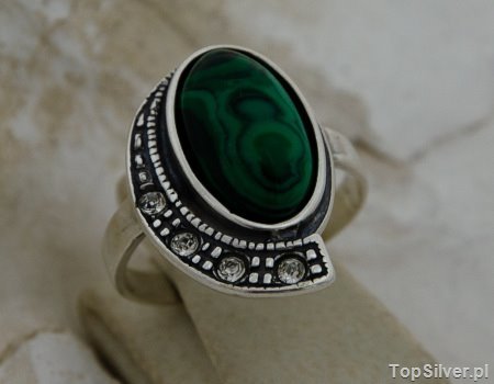 RIPOLI - srebrny pierścionek z malachitem
