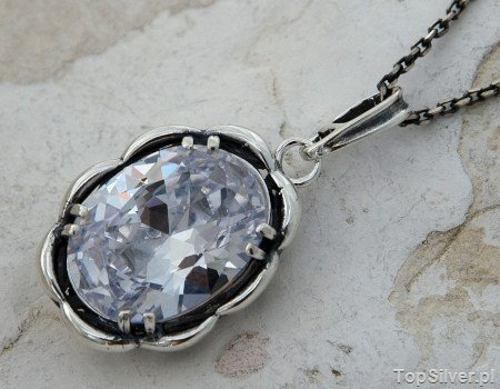 HASTA - srebrny wisior z kryształem