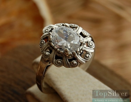 MARLIN - srebrny pierścionek z kryształem