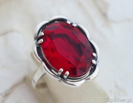 FABIOLA - srebrny pierścień z rubinem