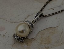 CANNES - srebrny wisiorek perła i kryształy