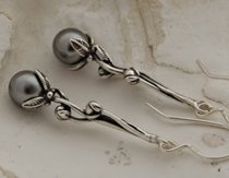 MARANO - srebrne kolczyki z szarymi perłami
