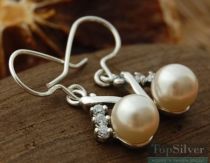 PAWIA - srebrne kolczyki z perłami i kryształkami
