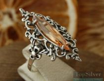 JUNGA - srebrny pierścionek z topazem złocistym