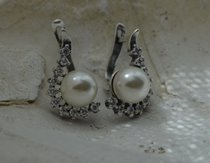 OKTAWIA - srebrne kolczyki z perłą i kryształkami