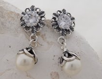 MARENGO - srebrne kolczyki z kryształem i perłą