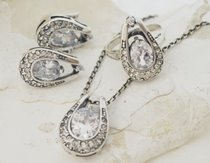 GENEWA - srebrny komplet z kryształami