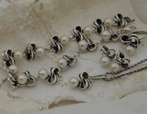 SILVES - srebrny komplet z perłami