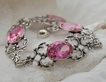 CAMPO - srebrna bransoletka z różowym kryształem