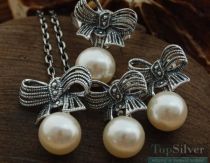 KOKARDA - srebrny komplet z perłami