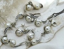 MAESTRO - srebrny komplet z perłami i kryształkam