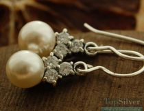 VETERE - srebrne kolczyki perła i cyrkonie