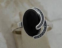 SILOS - srebrny pierścionek z onyksem