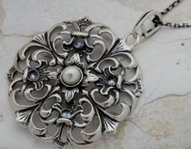 LANIA - srebrny wisior akwamaryny i perła