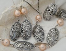 APULIA - srebrny komplet biżuterii z perłami
