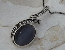 PONTI - srebrny wisiorek z kocim okiem ii kryształami