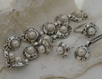 DORIA - srebrny komplet z perłą
