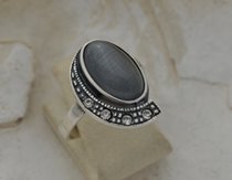 PONTI - srebrny pierścionek z kocim okiem i kryształami