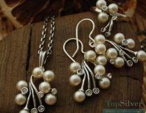 LEGACY - srebrny komplet perły i kryształy