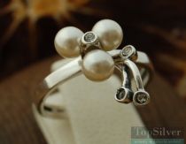 LEGACY - srebrny pierścionek perły i kryształy